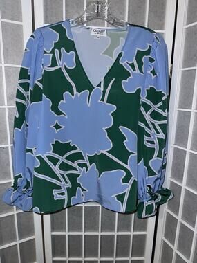 Crosby by Mollie Burch Blouse Floral Printed Blue Size Extra Small XS